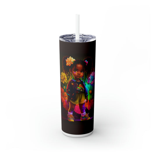 Melanin Girl Blossom Beauty Tumbler with Straw, 20oz