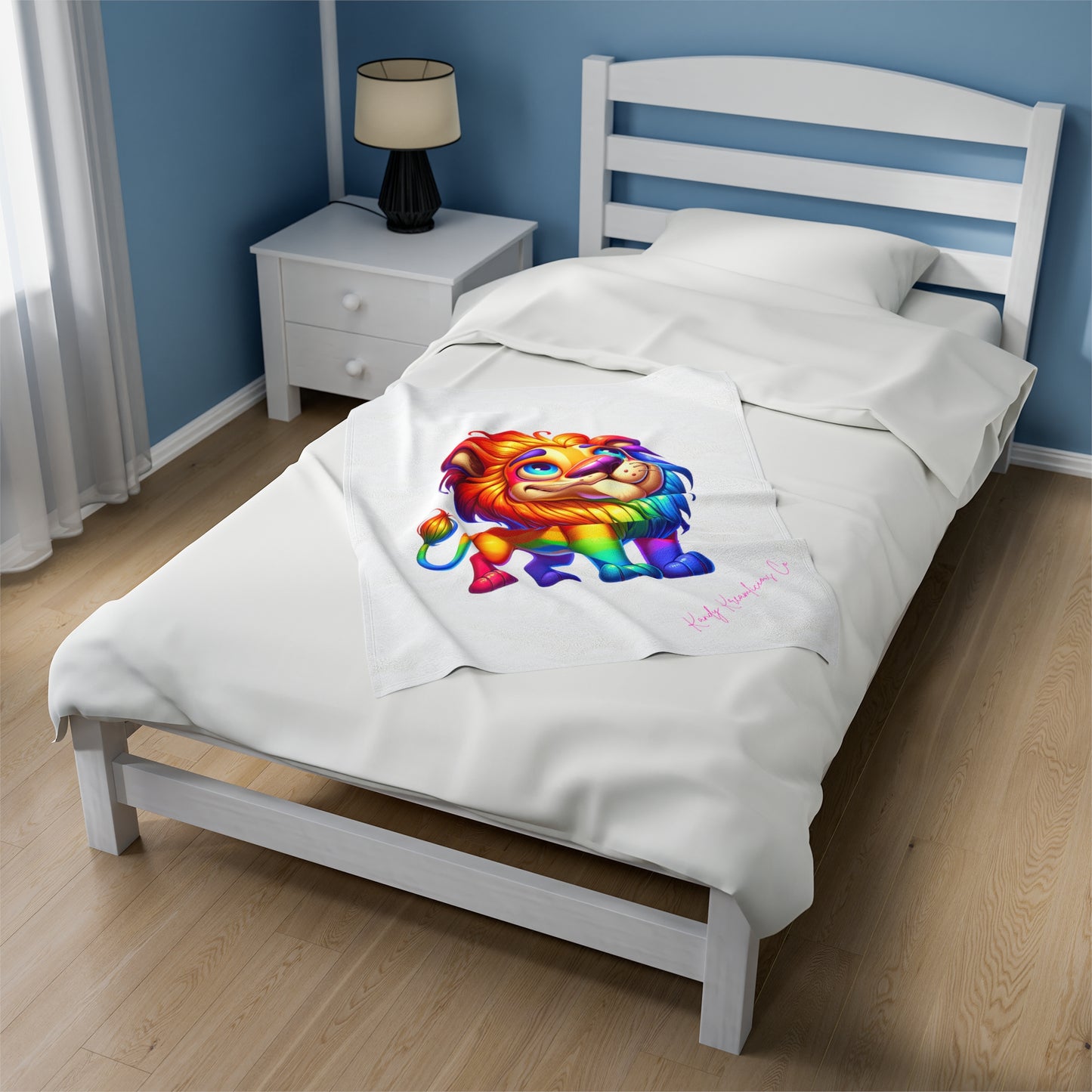 Radiant Rainbow Lion Plush Blanket