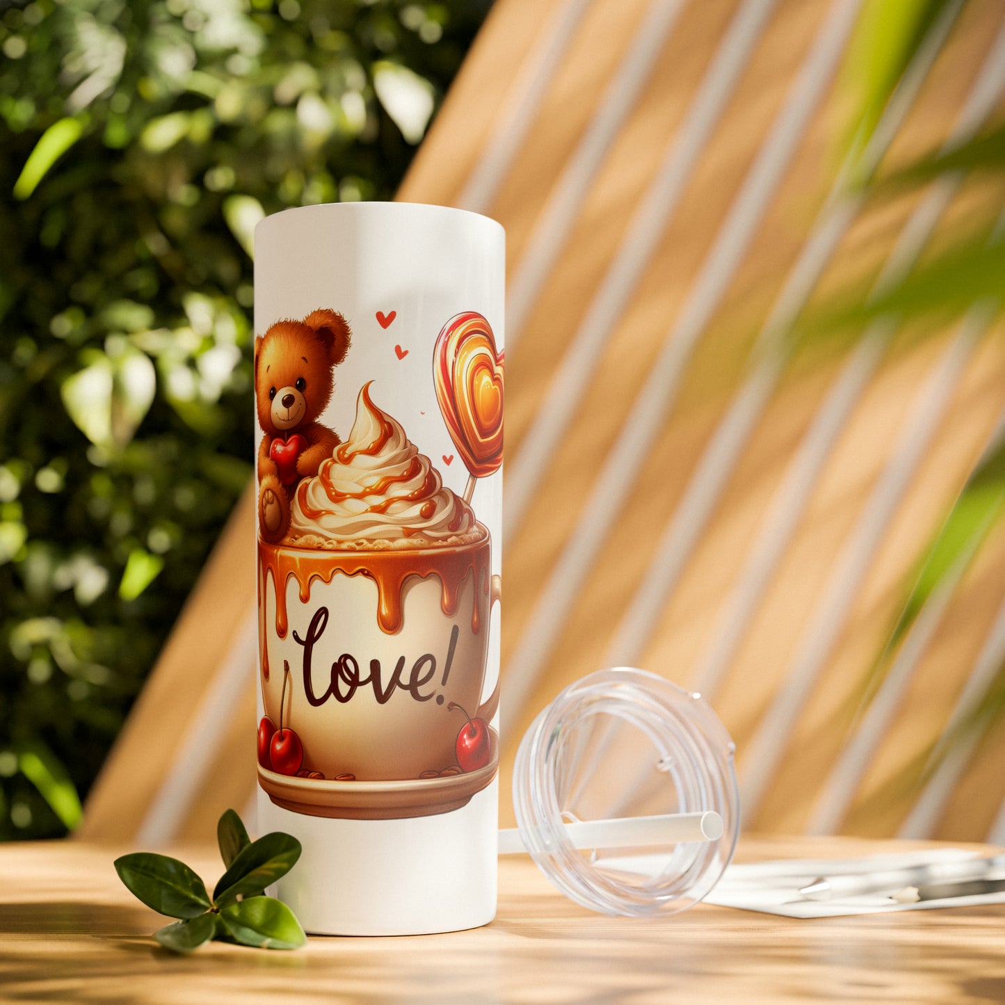 Caramel Swirls Teddy Tumbler with Straw, 20oz