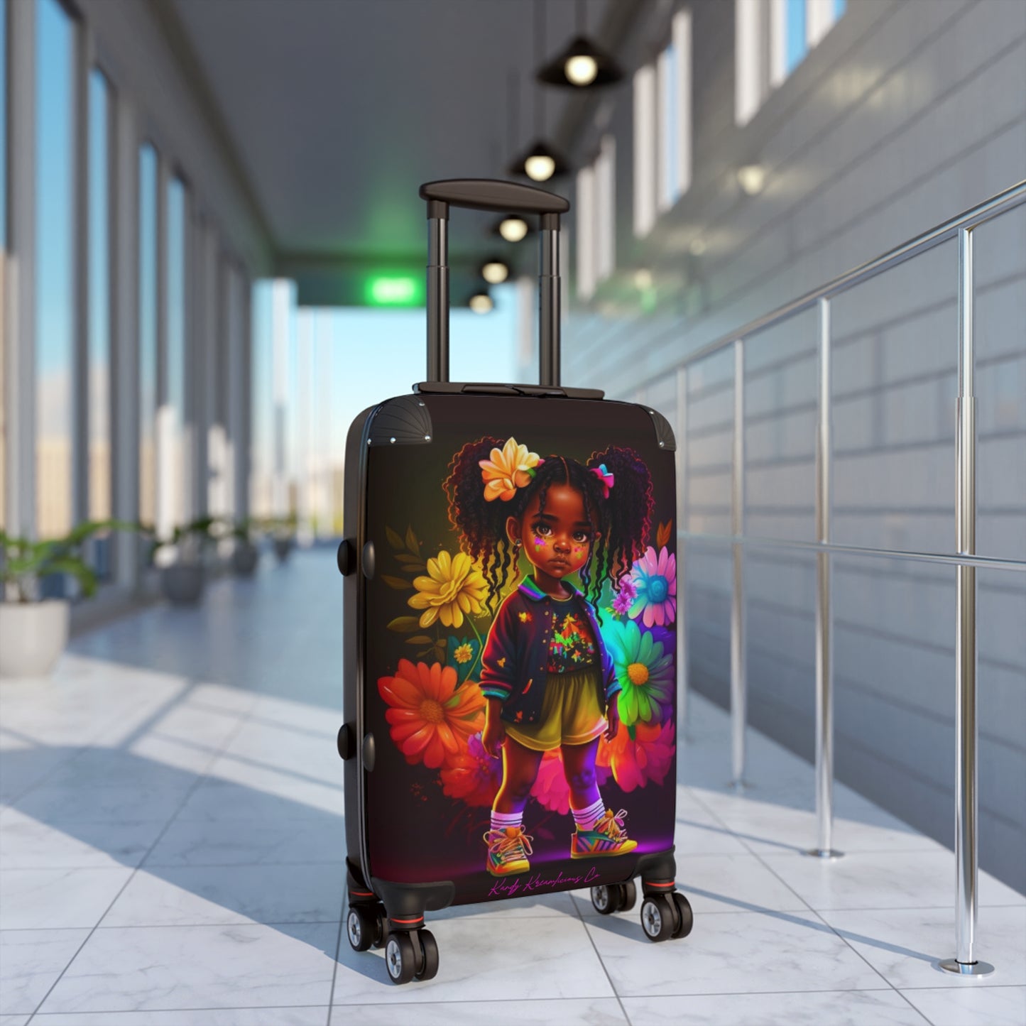 Melanin Girl Blossom Beauty Suitcase