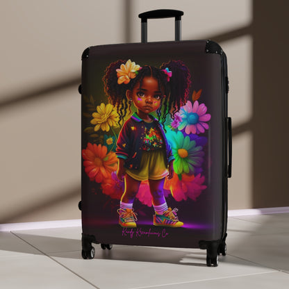 Melanin Girl Blossom Beauty Suitcase