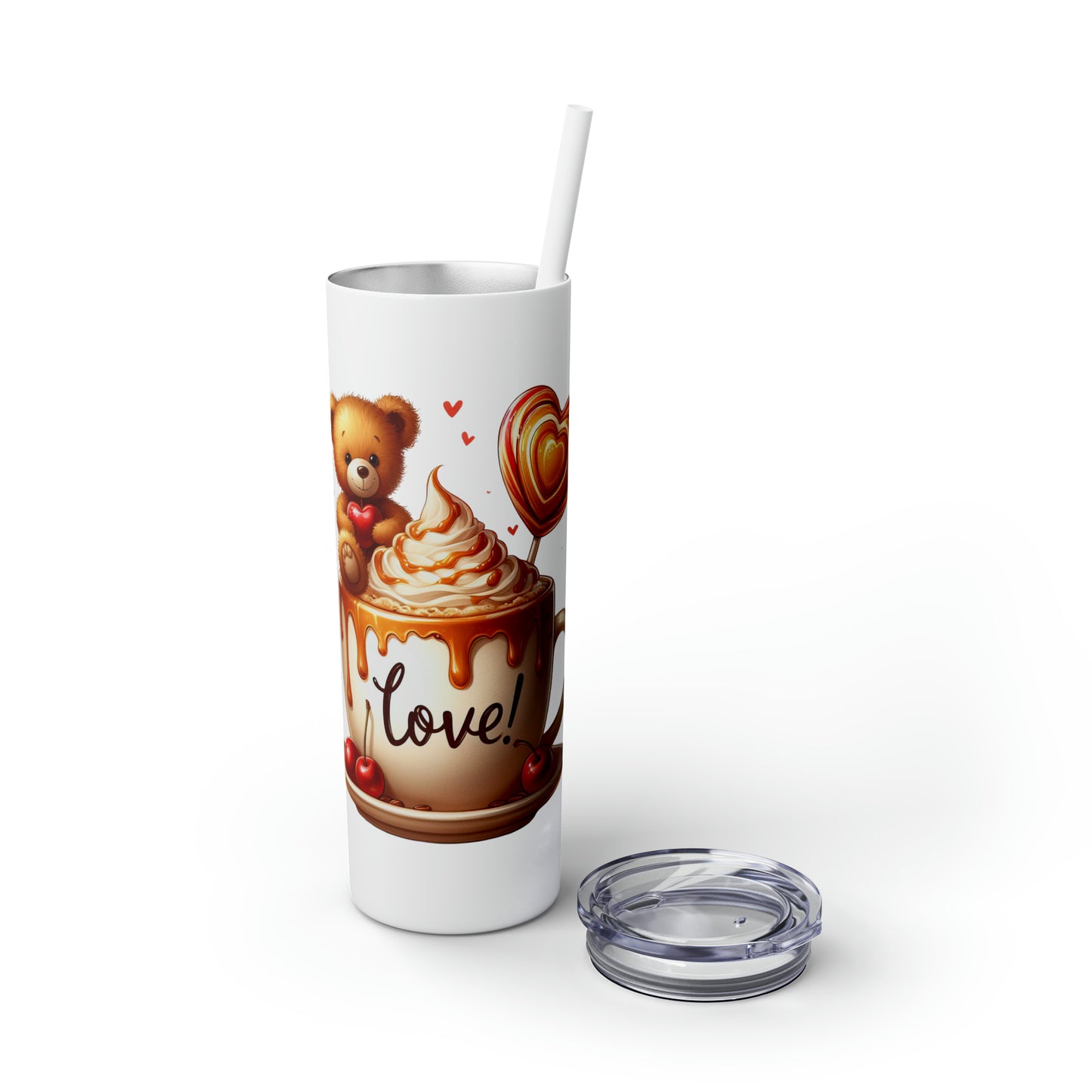 Caramel Swirls Teddy Tumbler with Straw, 20oz