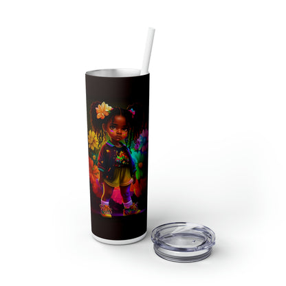 Melanin Girl Blossom Beauty Tumbler with Straw, 20oz