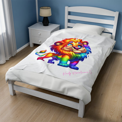 Radiant Rainbow Lion Plush Blanket