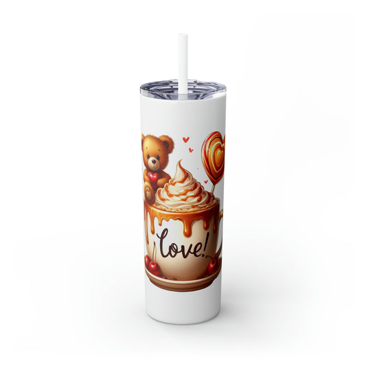 Caramel Swirls Teddy Tumbler with Straw, 20oz